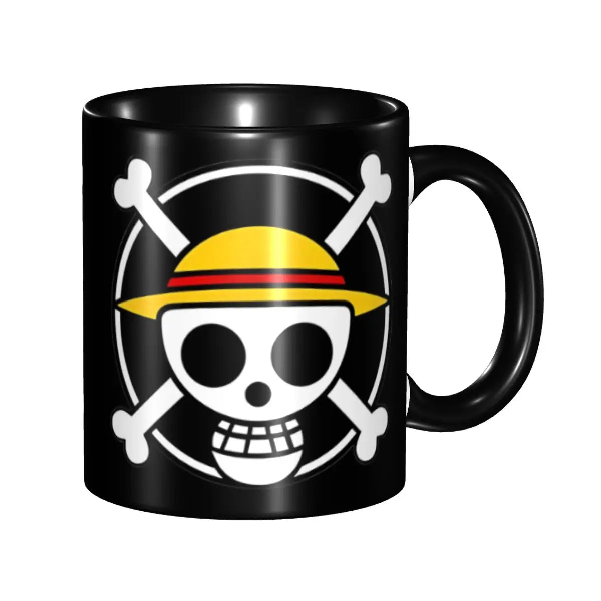 One Piece-mok – Klassieke Jolly Roger op zwarte achtergrond