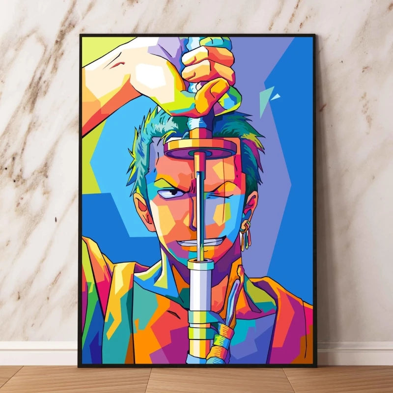 One Piece Pop Art-schilderij - Roronoa Zoro (kleurrijk portret)