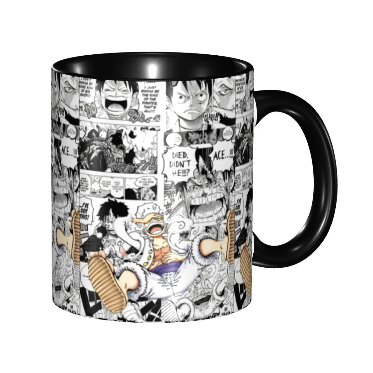 One Piece-mok - zwart-witte collage van mangapanelen