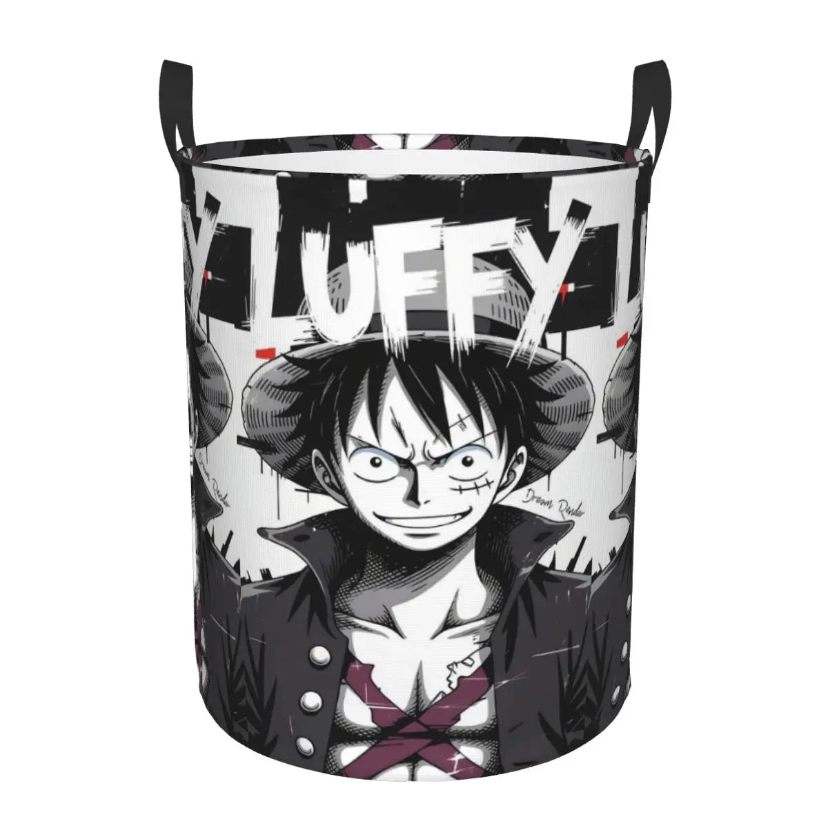 One Piece-opbergmand - Zwart-witportret van Monkey D. Luffy
