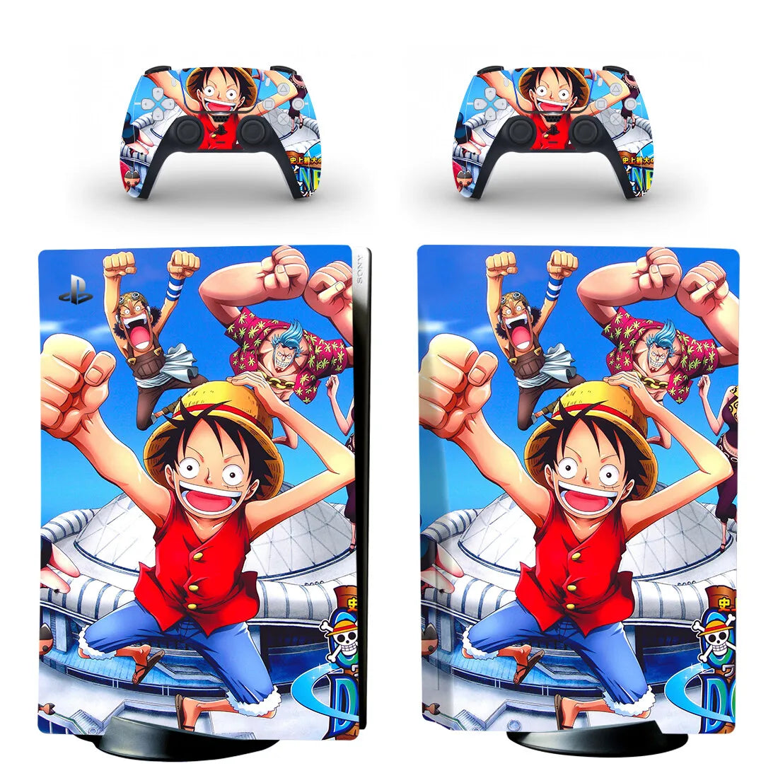 One Piece-PS5-stickers - Monkey D. Luffy in actie tijdens gevecht