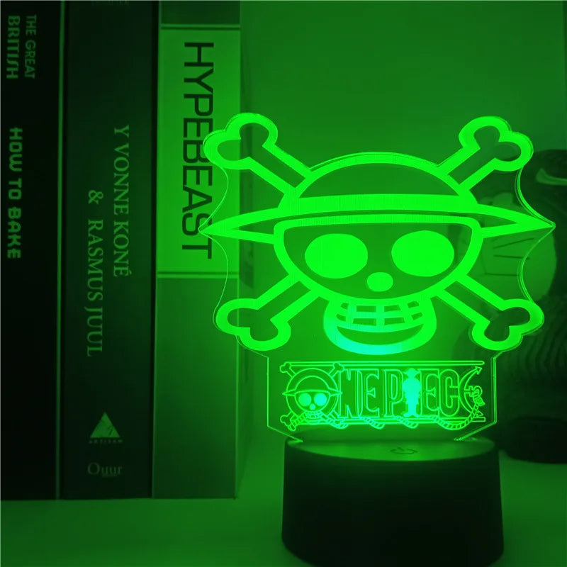 LED-nachtlampje One Piece – Skull Mugiwara-logo (neongroen)
