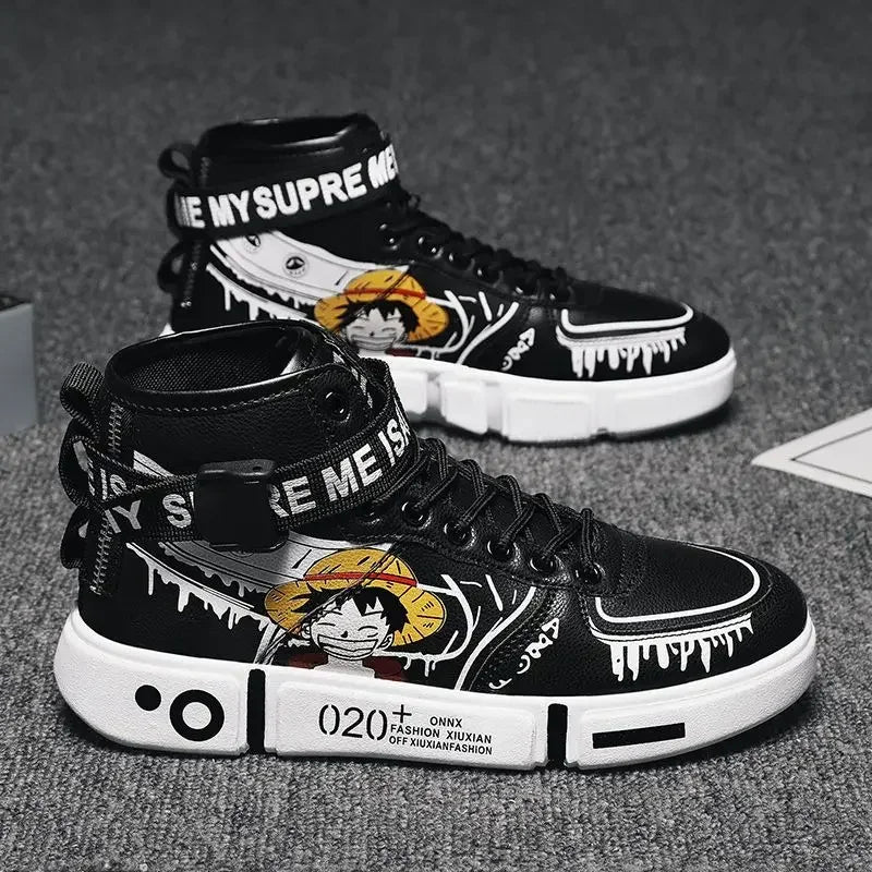 One Piece-sneakers - zwarte streetwear Luffy