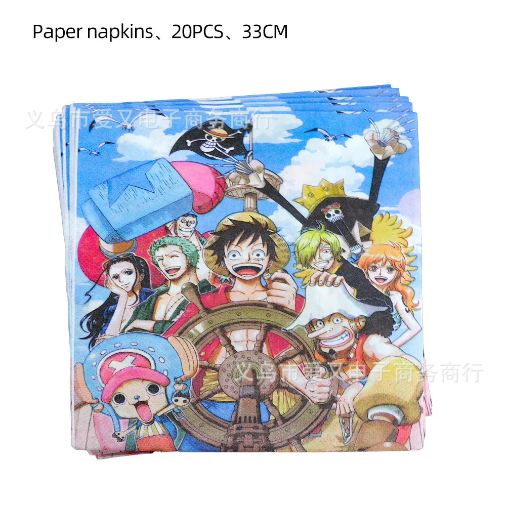 One Piece-papieren servetten - Set van 20 (ontwerp van de Mugiwara-bemanning)