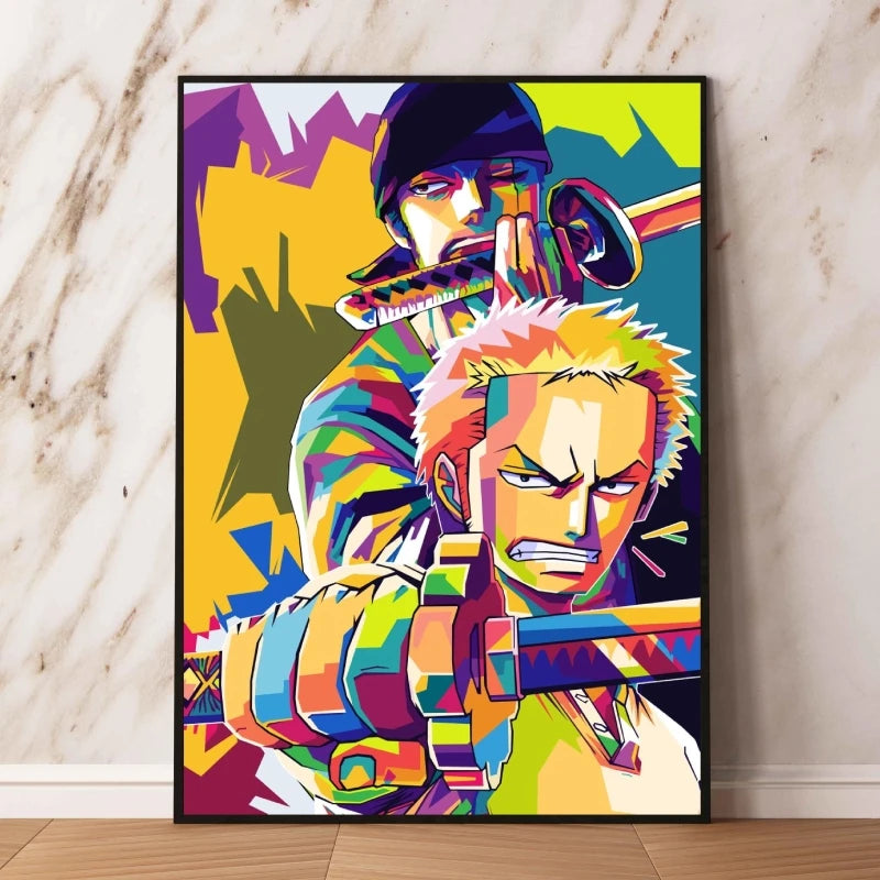 One Piece Pop Art-schilderij - duo Zoro (kleurrijk)
