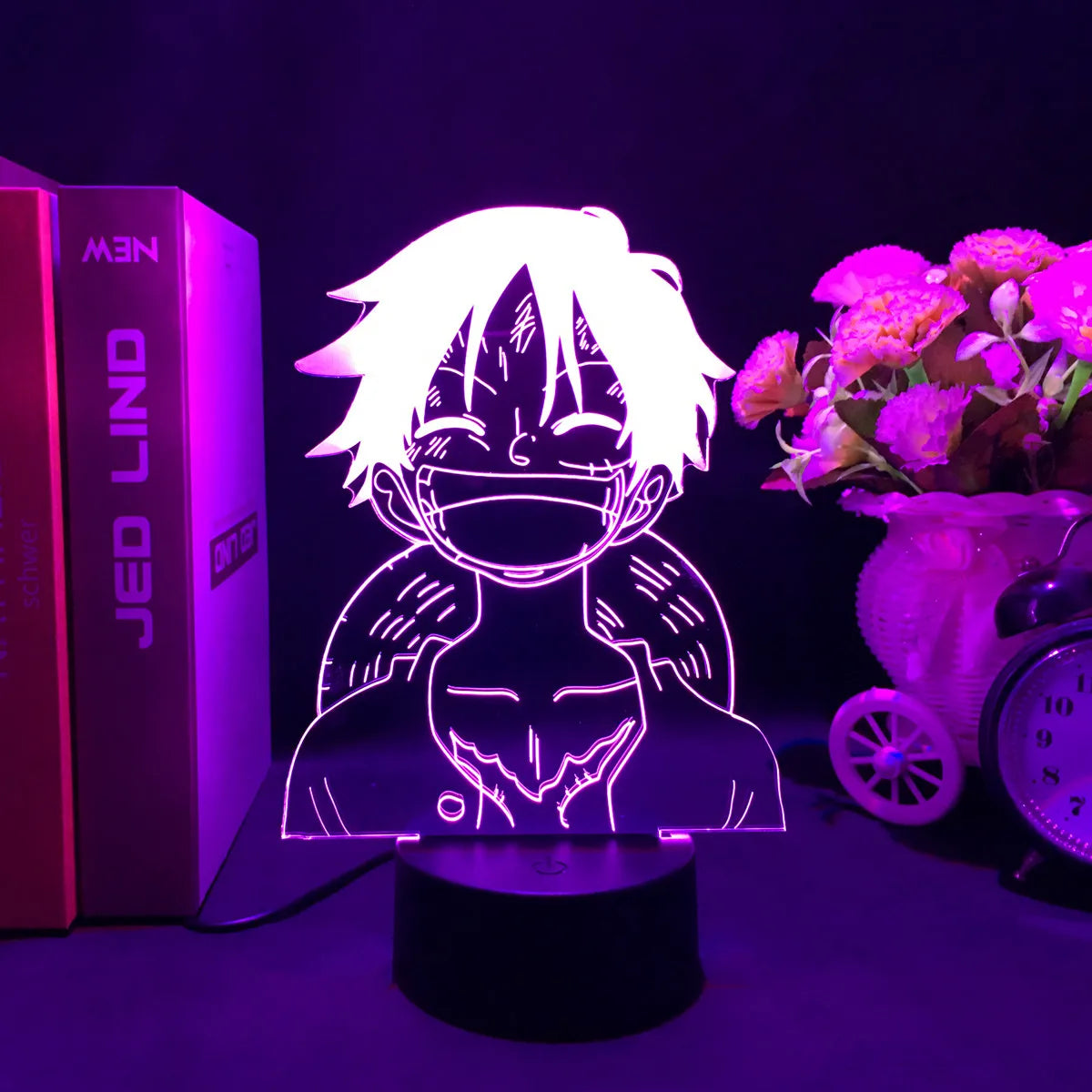 One Piece-ledlamp – portret van Monkey D. Luffy (paars)