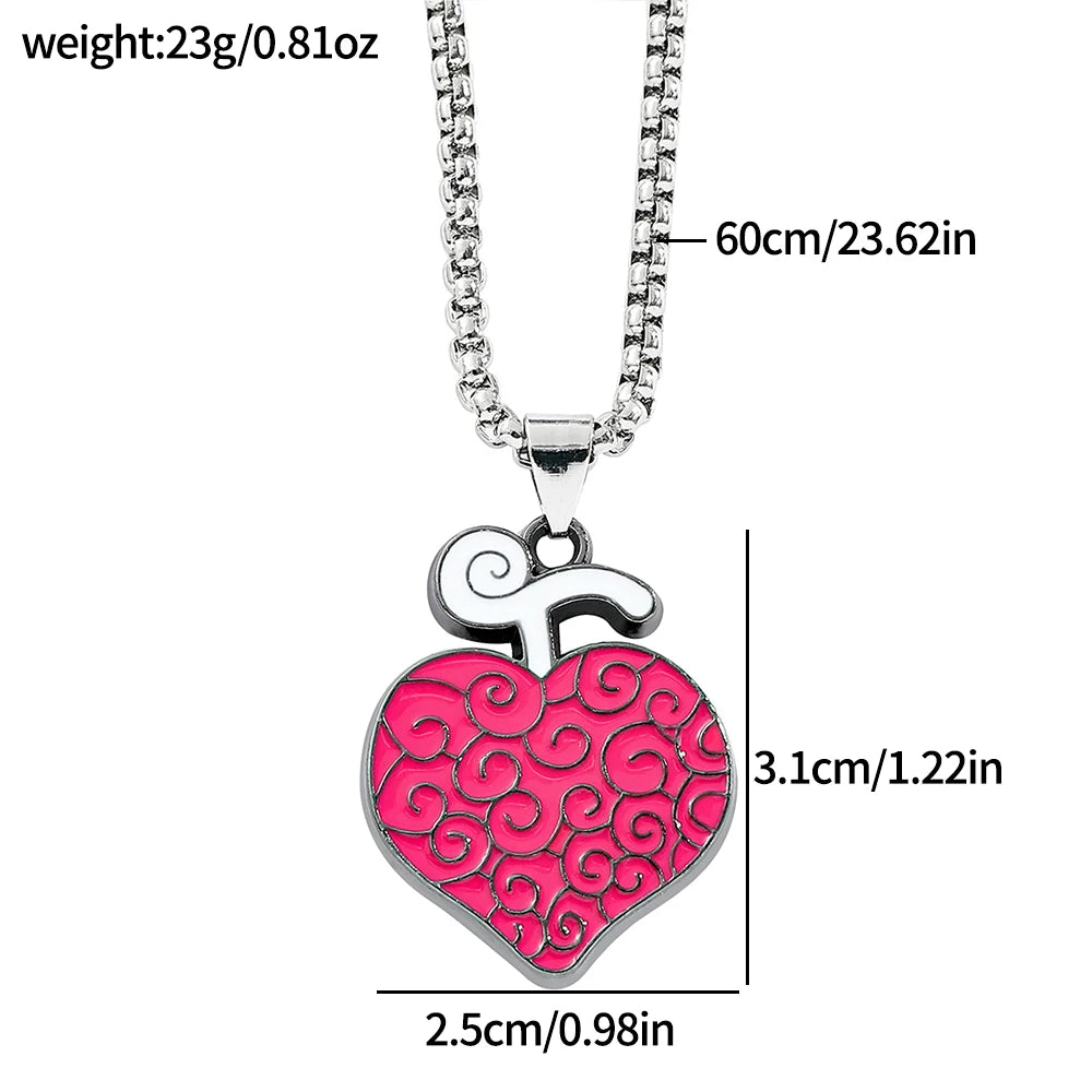 One Piece-ketting – Metalen hartvormige hanger van Trafalgar Law
