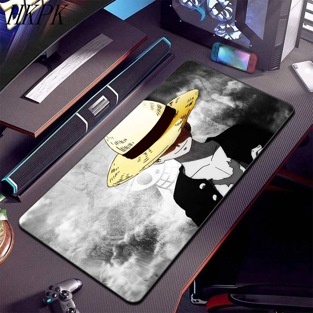 One Piece-bureaumat - silhouet van Luffy bij zonsondergang