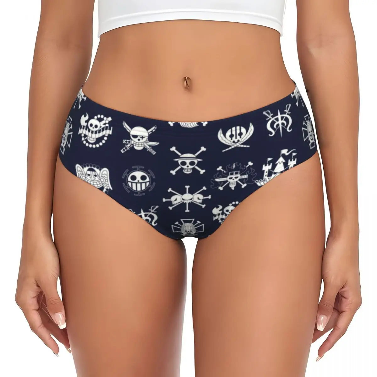 Onderbroek One Piece - Jolly Roger-motief van de Mugiwara-bemanning (Marineblauw)