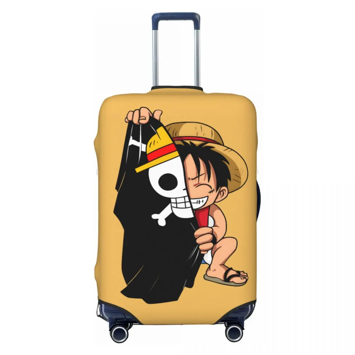 One Piece-kofferhoes - Luffy met opschrift "D" (gele achtergrond)
