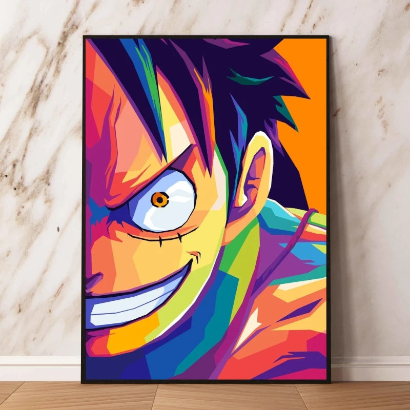 One Piece Pop Art-schilderij - Monkey D. Luffy met vastberaden blik