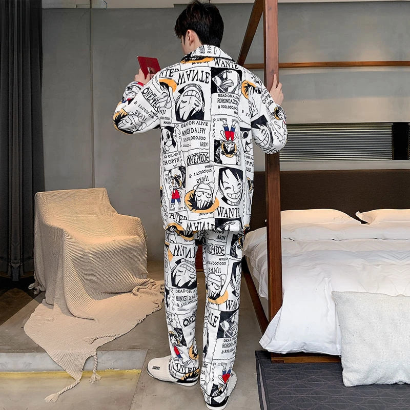 One Piece-pyjama "Doodles" - Nachtset met illustraties van de bemanning