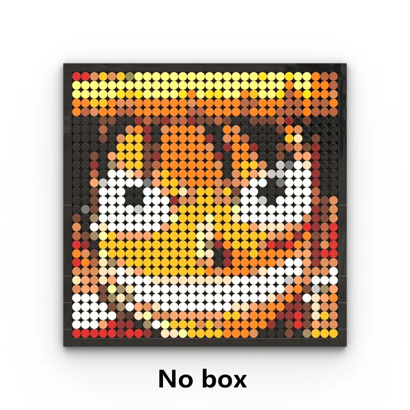 One Piece-pixelkunstbord - Portret van Monkey D. Luffy (bouwstenen)