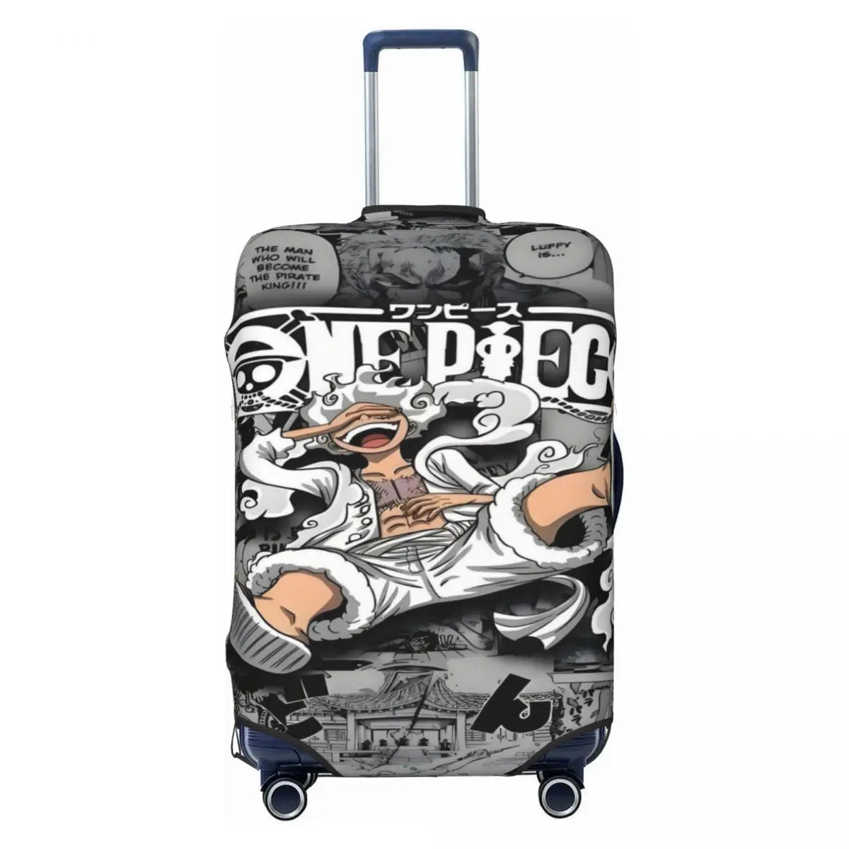 One Piece-kofferhoes - collage van mangapanelen en Wanted-poster van Luffy