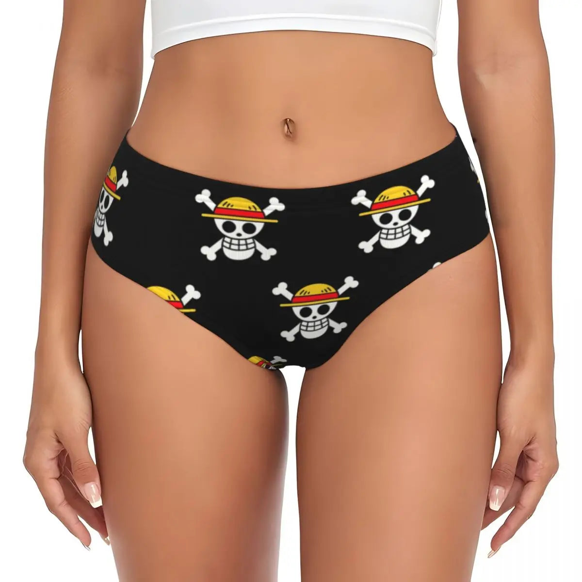 Onderbroek One Piece - Herhaald klassiek Jolly Roger-motief (Zwart)