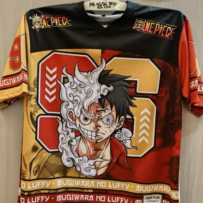 One Piece-voetbalshirt Luffy - Dualiteitsontwerp (Rood en oranje)