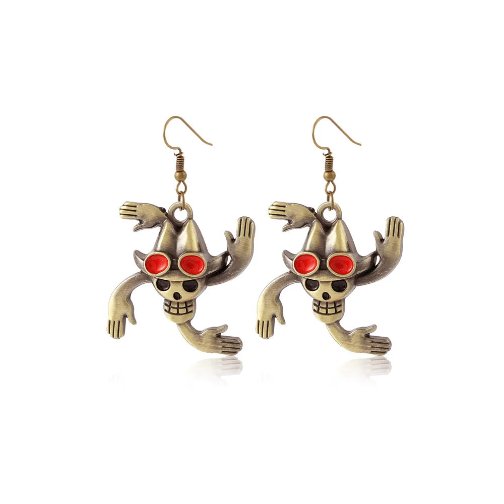 One Piece-oorbellen - antieke strohoed-schedel