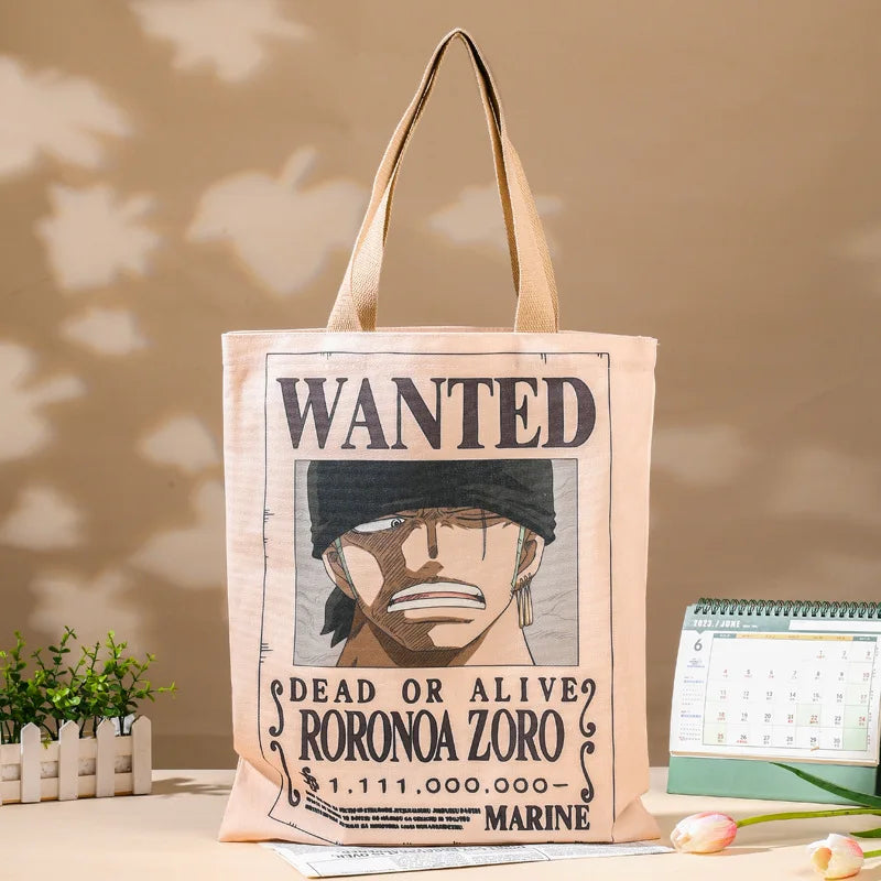 One Piece-tote bag – gezocht-poster van Roronoa Zoro, zwaardvechter