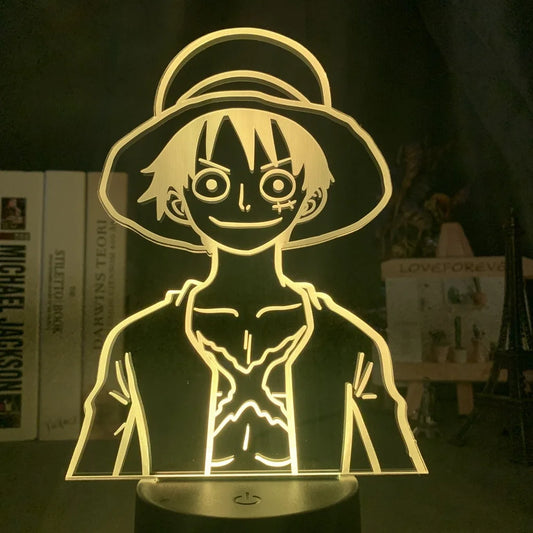 One Piece-lednachtlampje – portret van Monkey D. Luffy (geel)