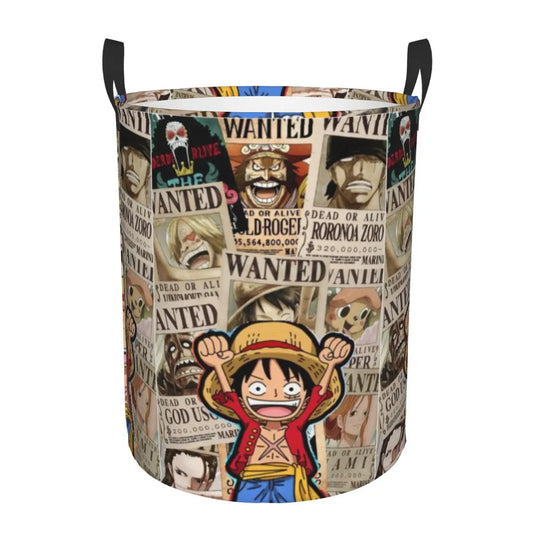 One Piece-wasmand - Collage van Wanted-posters van de bemanning