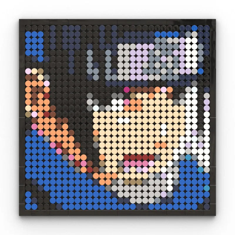 One Piece-pixelkunst-mozaïekschilderij - Portret van Roronoa Zoro (steentjes)