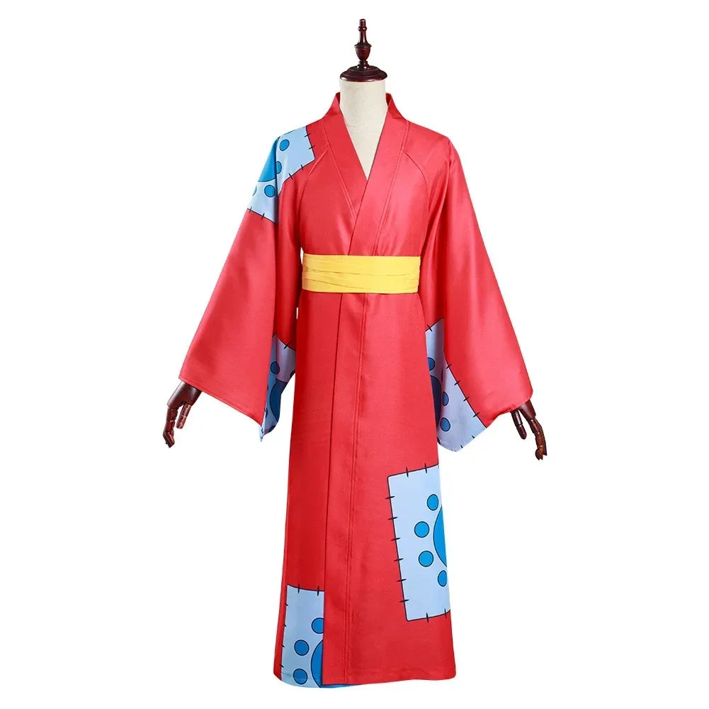 One Piece-cosplaykostuum – kimono-outfit van Monkey D. Luffy (Wano)