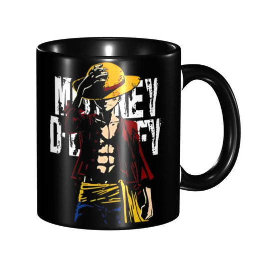 One Piece-mok - Opschrift Monkey D. Luffy en houten handvat
