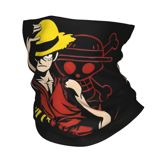 One Piece-colsjaal - silhouet van Luffy rood