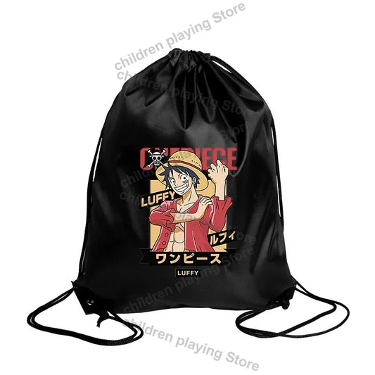 One Piece-gymtas met trekkoord – Monkey D. Luffy in zwart-rode mangastijl