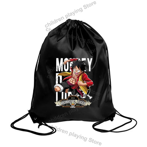 One Piece-gymtas met trekkoord – Zwarte Wanted-poster van Monkey D. Luffy