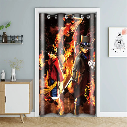 One Piece-deurgordijn - Portgas D. Ace "Vuurvuist" (verticaal ontwerp)