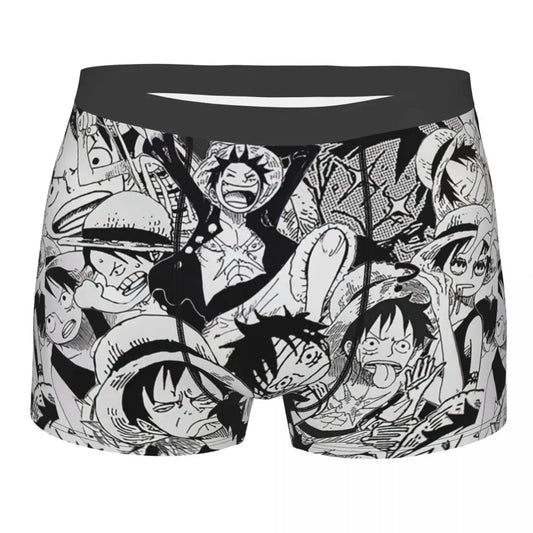 Boxershort One Piece - Manga-actiecollage Zwart-wit