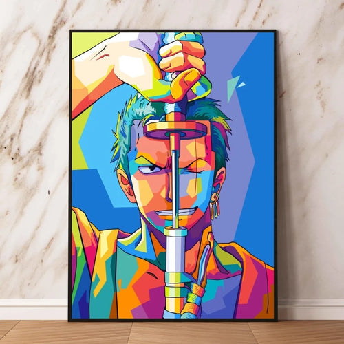 One Piece Pop Art-schilderij - Roronoa Zoro (kleurrijk portret)