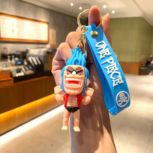 One Piece-cartoon-sleutelhanger – Franky in blauw