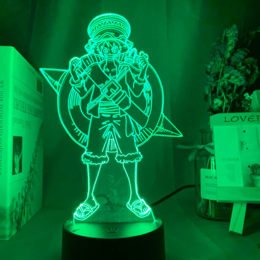 One Piece LED-nachtlamp - Monkey D. Luffy Gear 5 (Groen)