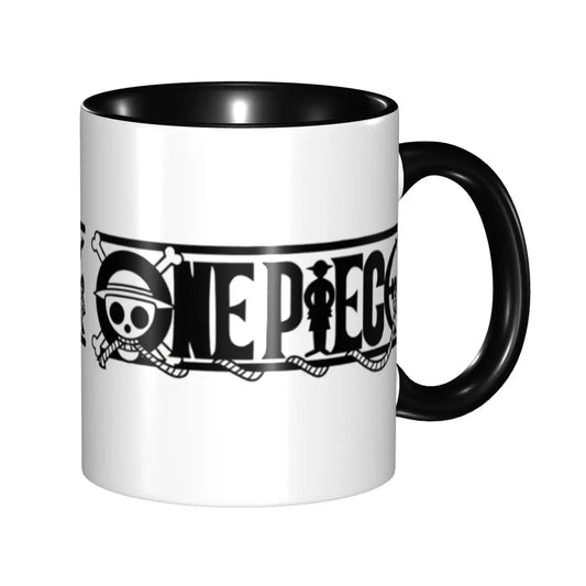 One Piece-mok - Minimalistisch wit Jolly Roger-logo