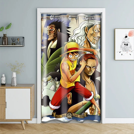 One Piece-deurpaneel – trio van Luffy, Zoro en Sanji (verticale stijl)