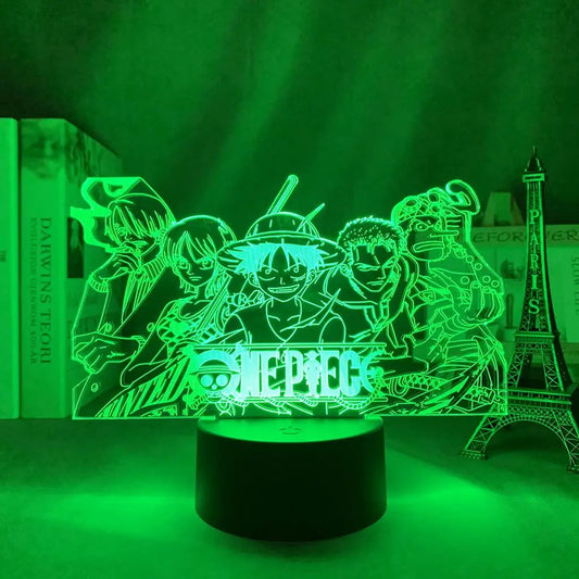 One Piece LED-nachtlamp - Logo van de Heart Pirates (Blauw)