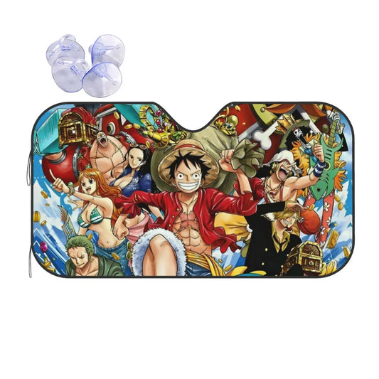 One Piece-autozonnescherm - portret van Brook, Soul King (zijruit)