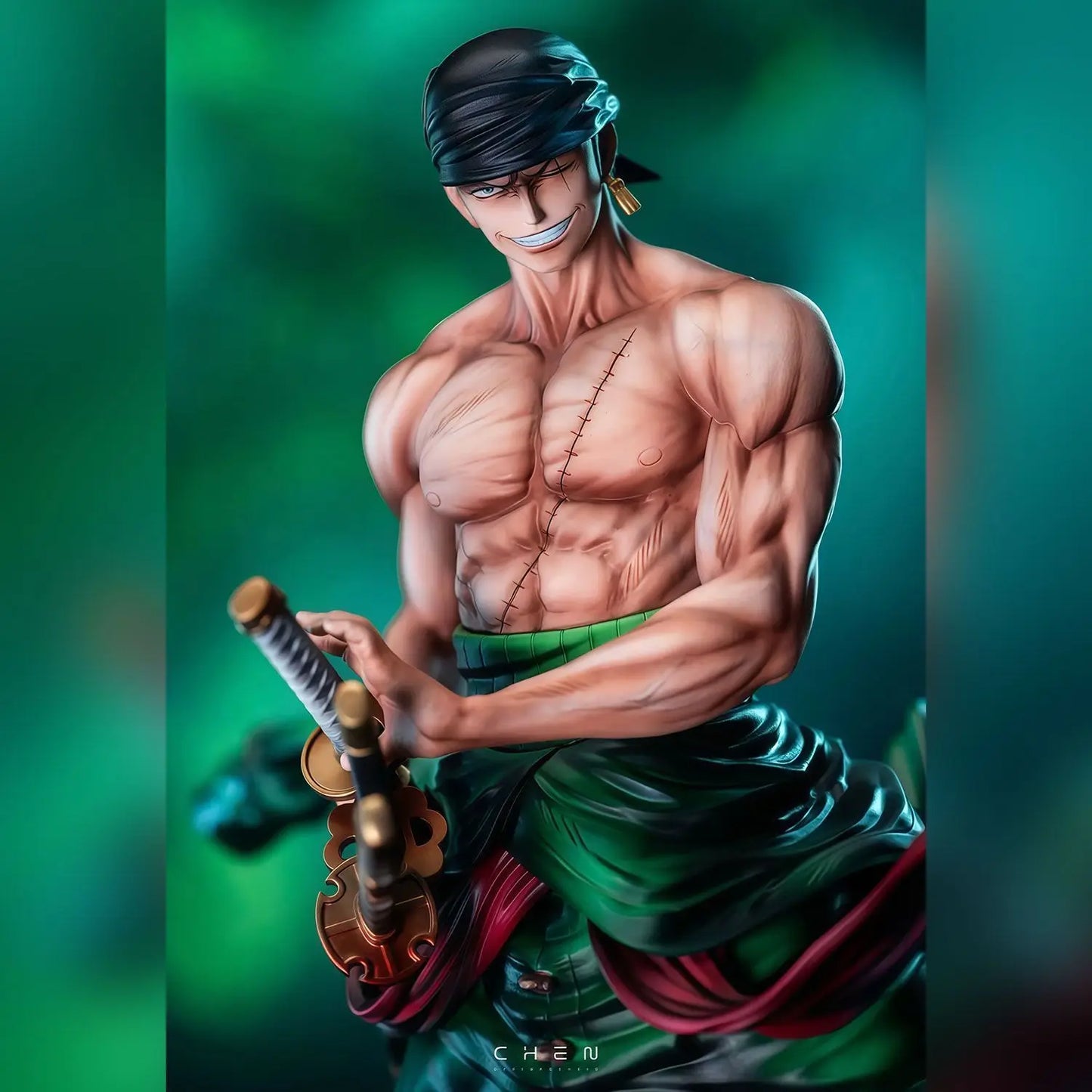 One Piece-premiumbeeld - Roronoa Zoro in Wano-stijl (led-/aura-effecten)