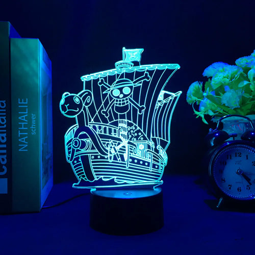 One Piece LED-nachtlamp - Modelschip Vogue Merry (Blauw)
