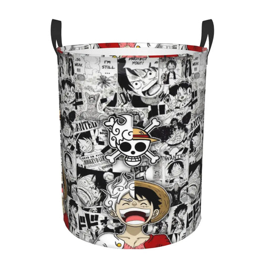 One Piece-wasmand - Luffy Gear 5-ontwerp "Skull" zwart-wit