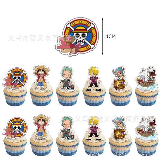 Taartdecoratieset One Piece - Taarttoppers met mangapersonages