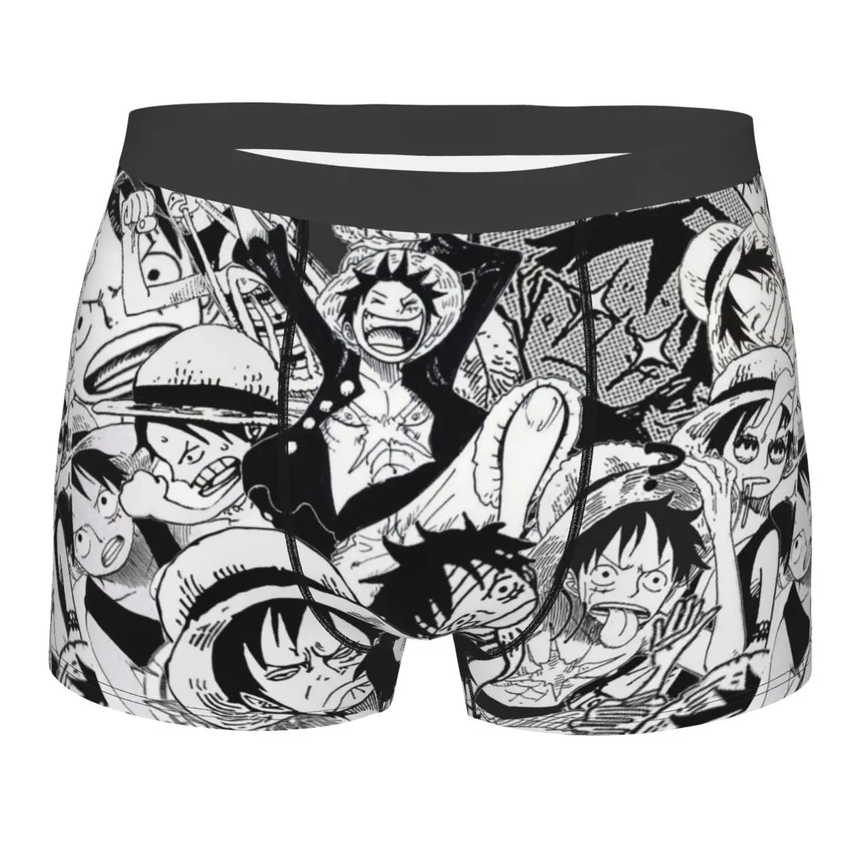 One Piece-boxershort - Zwart-witfanart van personages