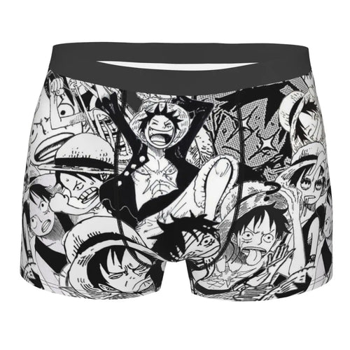 One Piece-boxershort - Zwart-witfanart van personages