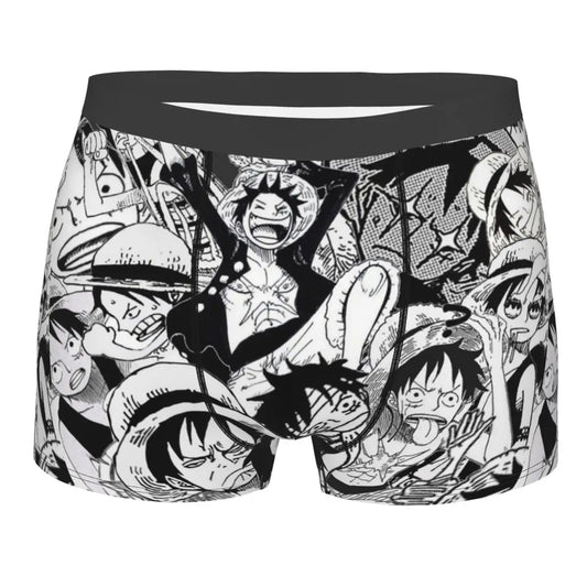 One Piece-boxershort - Zwart-witfanart van personages