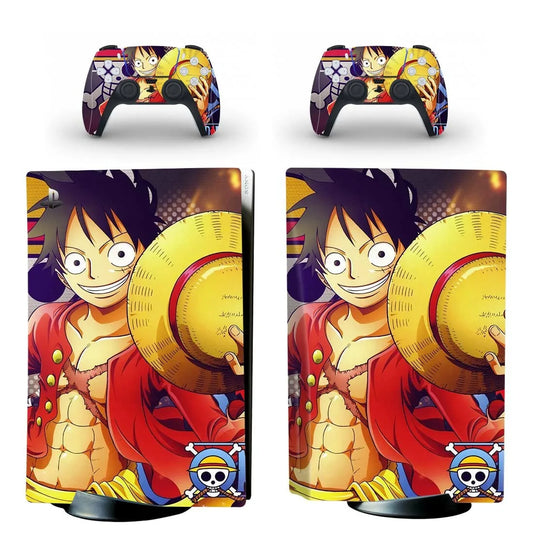 One Piece-PS5-stickers - Luffy met strohoed in iconische pose