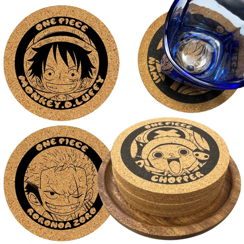 One Piece-onderzetter – Wanted Chopper met kurkgravure
