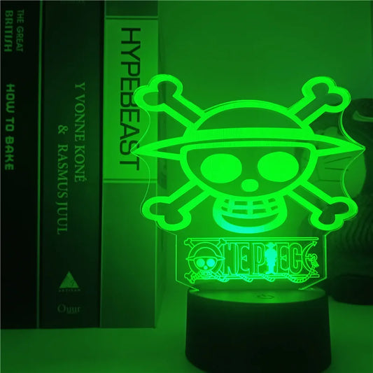 LED-nachtlampje One Piece – Skull Mugiwara-logo (neongroen)