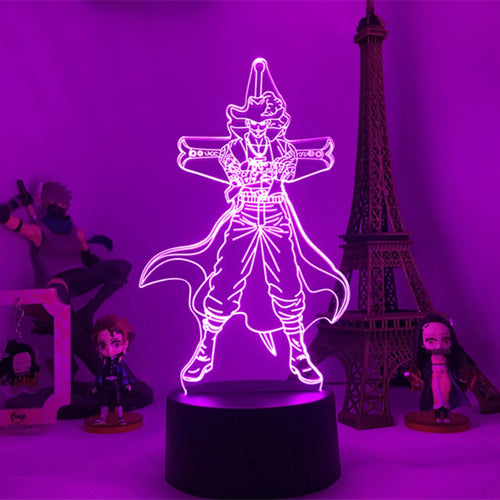 One Piece LED-nachtlamp - Silhouet van Trafalgar Law (Paars)